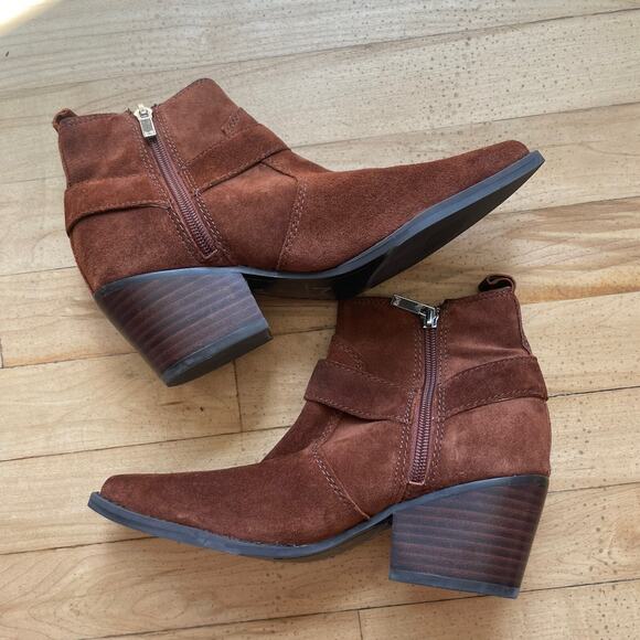 Marc Fisher LTD Women’s Halie Booties 6M Brown MSRP $198 Worn Once EUC - Picture 6 of 14